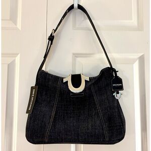 True Religion Black Denim Shoulder Handbag